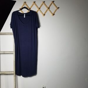 NWOT ZENANA OUTFITTERS WOMEN'S NAVY SHIRT DRESS SIZE LARGE